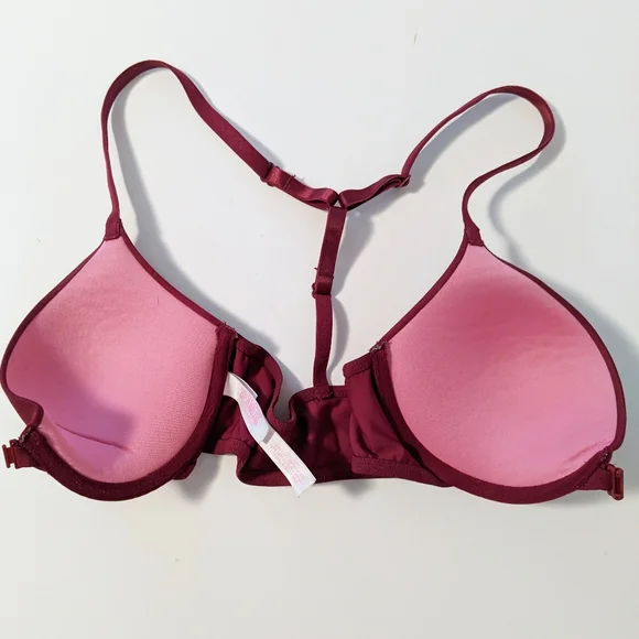 PINK Victoria's Secret  Burgundy Wear Everywhere Push Up Bra 32C - Picture 3 of 4